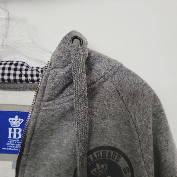 Hofbrauhaus Munchen Jacket Hoodie L Gray Full Zip Hooded Outerwear Streetwear - Picture 5 of 11